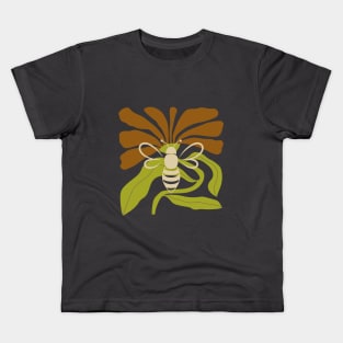 Abstract Bee & Flower Image in Natural Earth Colors Kids T-Shirt